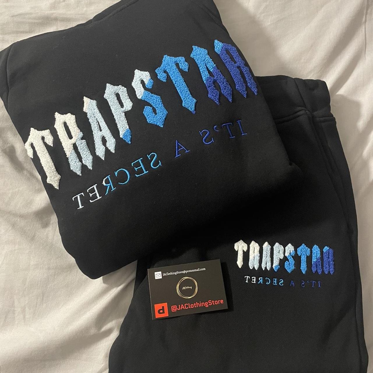 Trapstar decoded black ice blue 2.0 tracksuit size... Depop