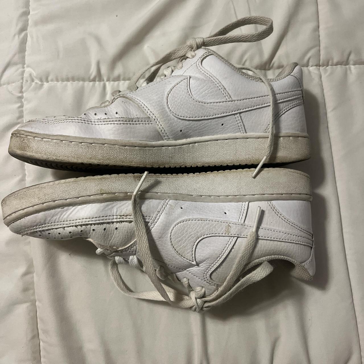 Nike white air forces, size 8, lightly creased - Depop