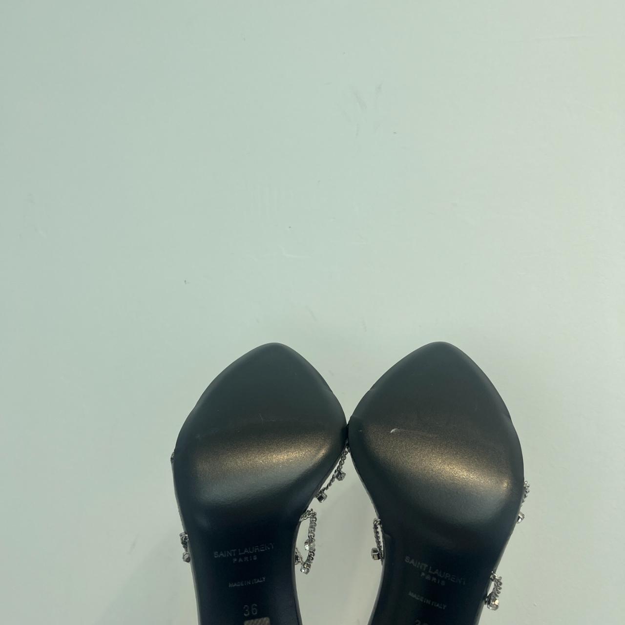 Yves Saint Laurent New metal rhinestone chain heels | Depop Yves Saint Laurent New metal rhinestone chain heels | Depop