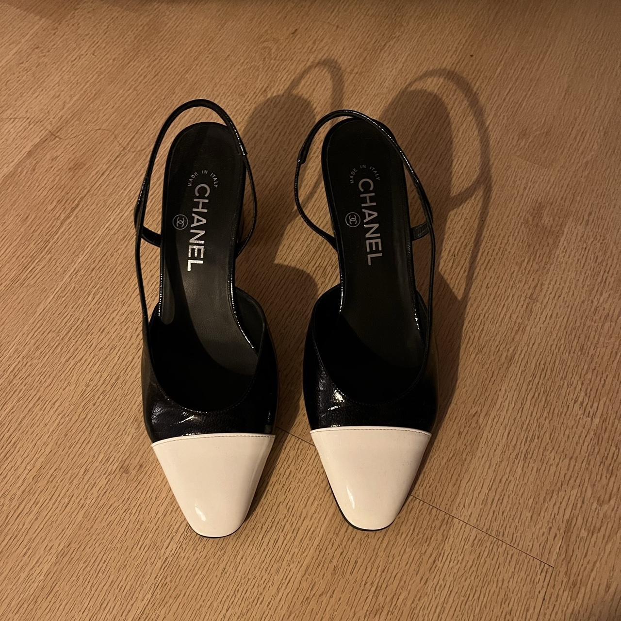 Lovely Tan and Black Chanel shoes. Didn't fit. Size - Depop