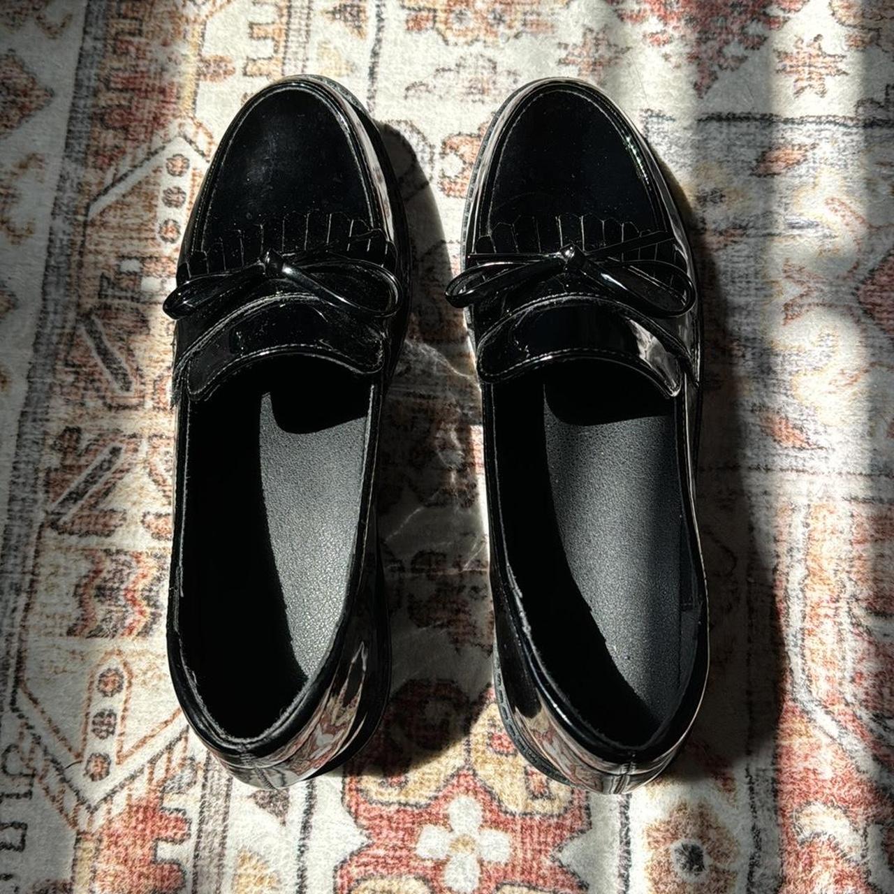 full patent black loafers