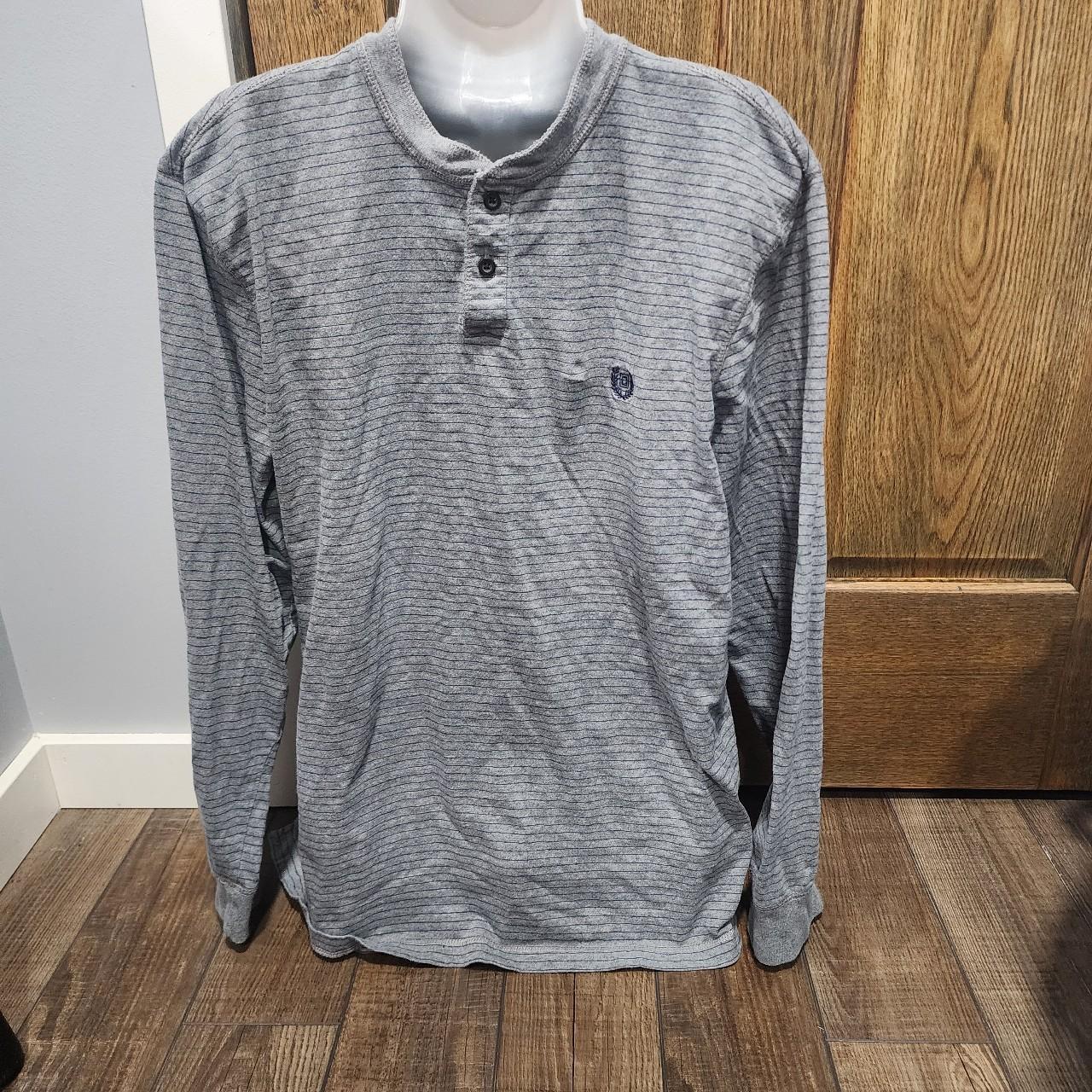 Chaps Mens XL Pull Over Long Sleeve Polo Shirt Grey. Depop