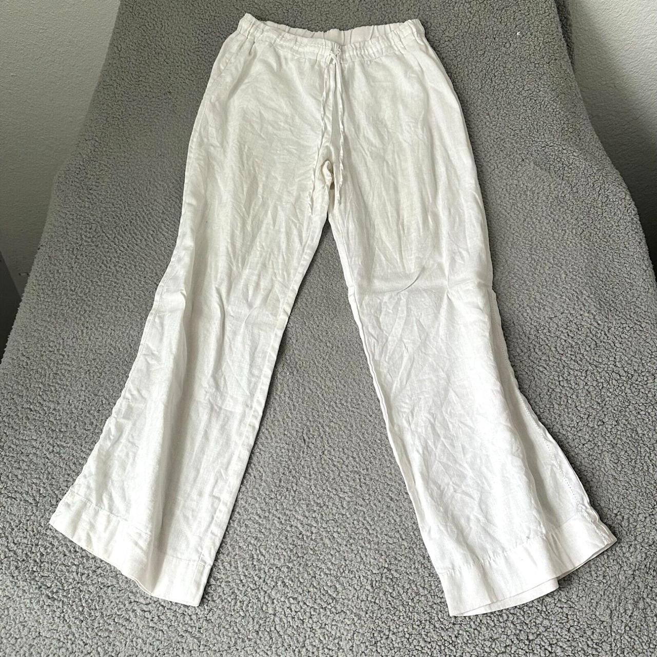 Beach Pants Womens Size 16 White 100 Linen Summer. Depop