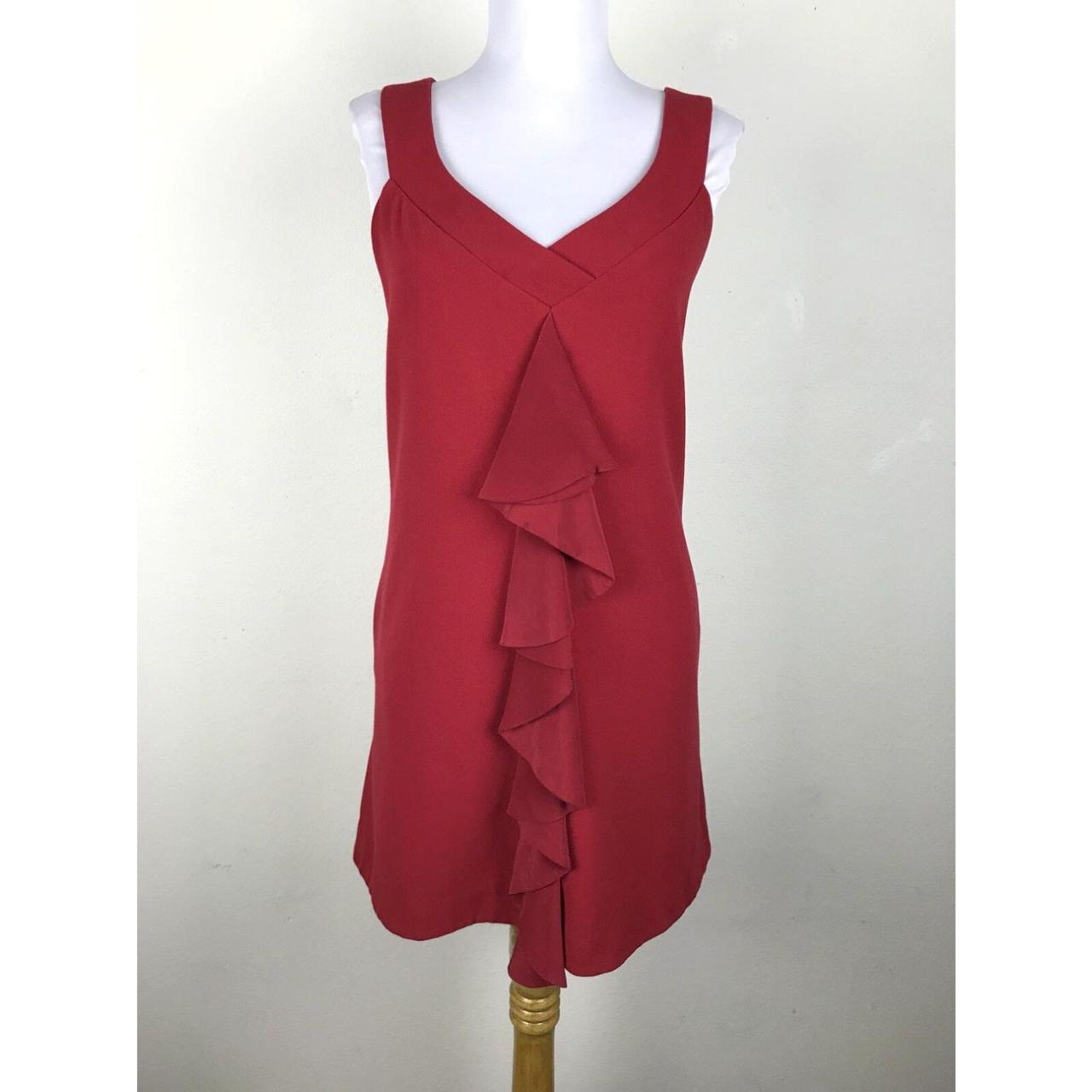 Black Halo Dress Size 10 Red Sleeveless Ruffled. Depop