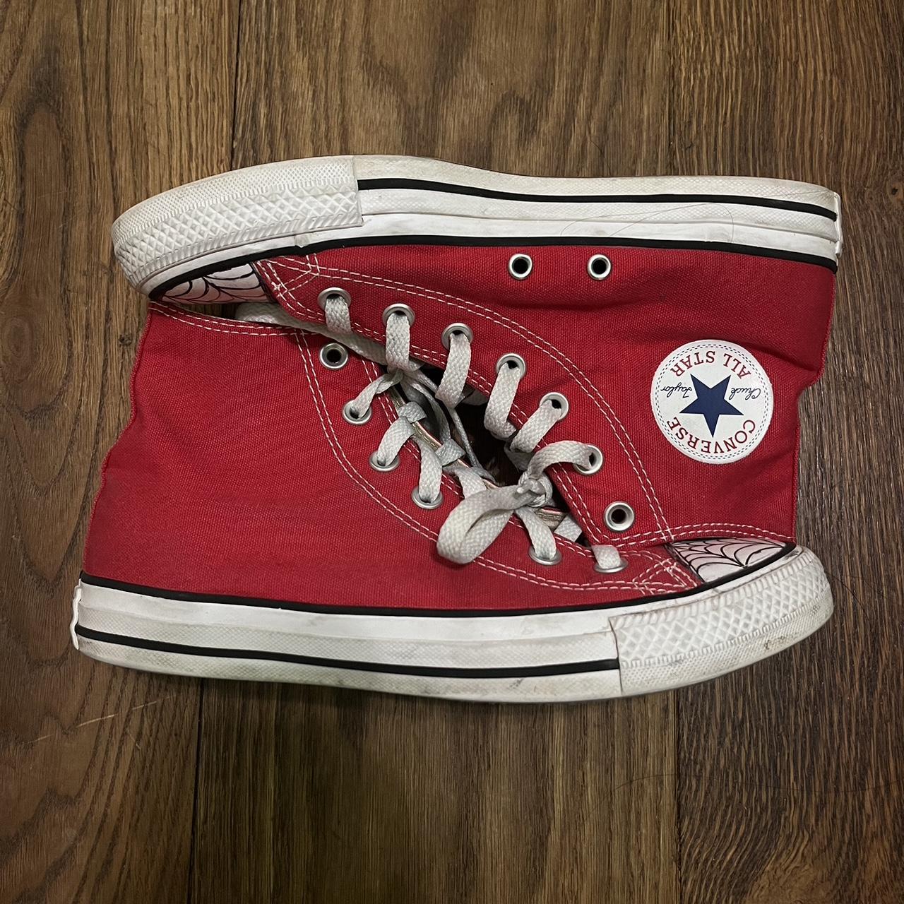 drawn on red converse (8 in women) #converse... - Depop