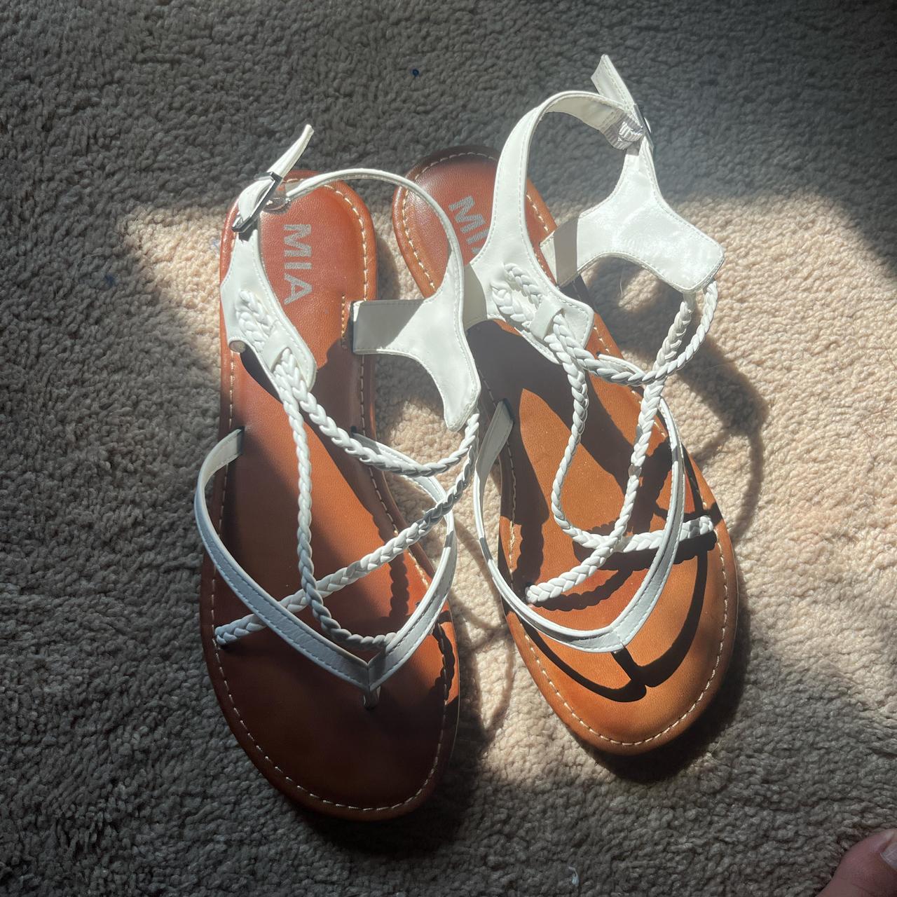 white criss cross sandals never worn