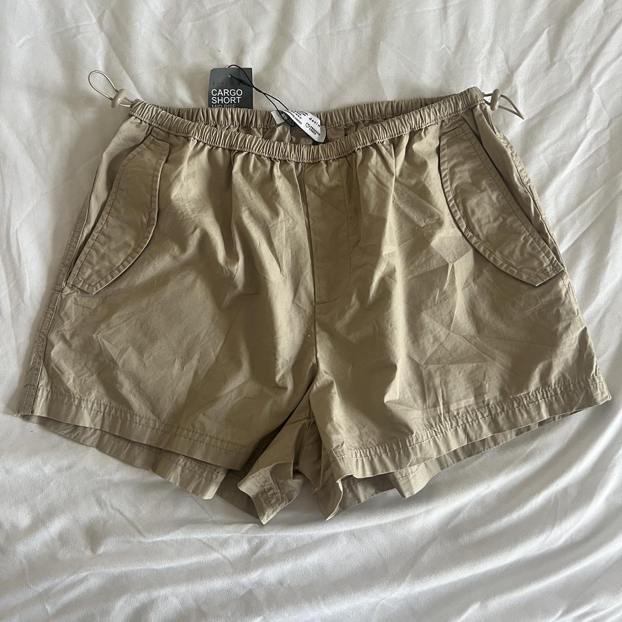 Beige cargo shorts, Primark, size 10-12 never been... - Depop