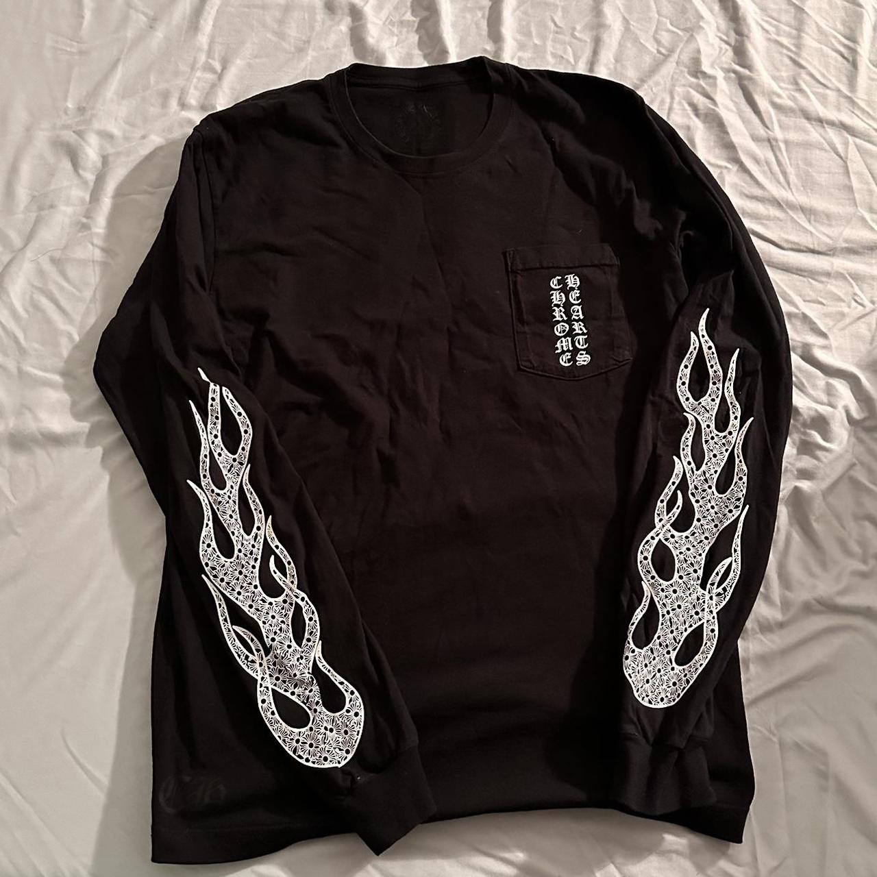 トップス Chrome Hearts 1990s Flare T-shirt Slightly worn chrome hearts t shirt flames long | Depop