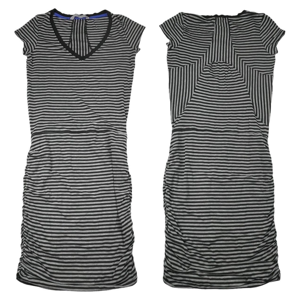 Athleta Topanga Ruched Dress Gray Striped Womens