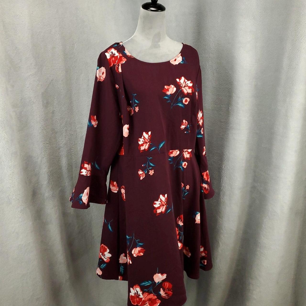 Old Navy Dress Womens XL Burgundy Floral Swing Flare. Depop