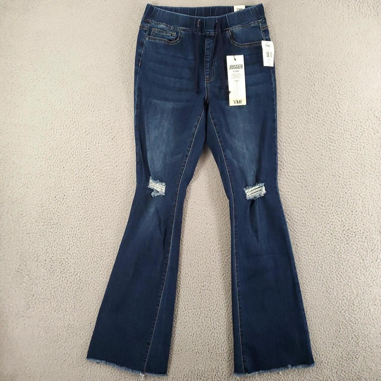 New YMI Jeans Womens Small Jogger Flare Stretchy Raw. Depop