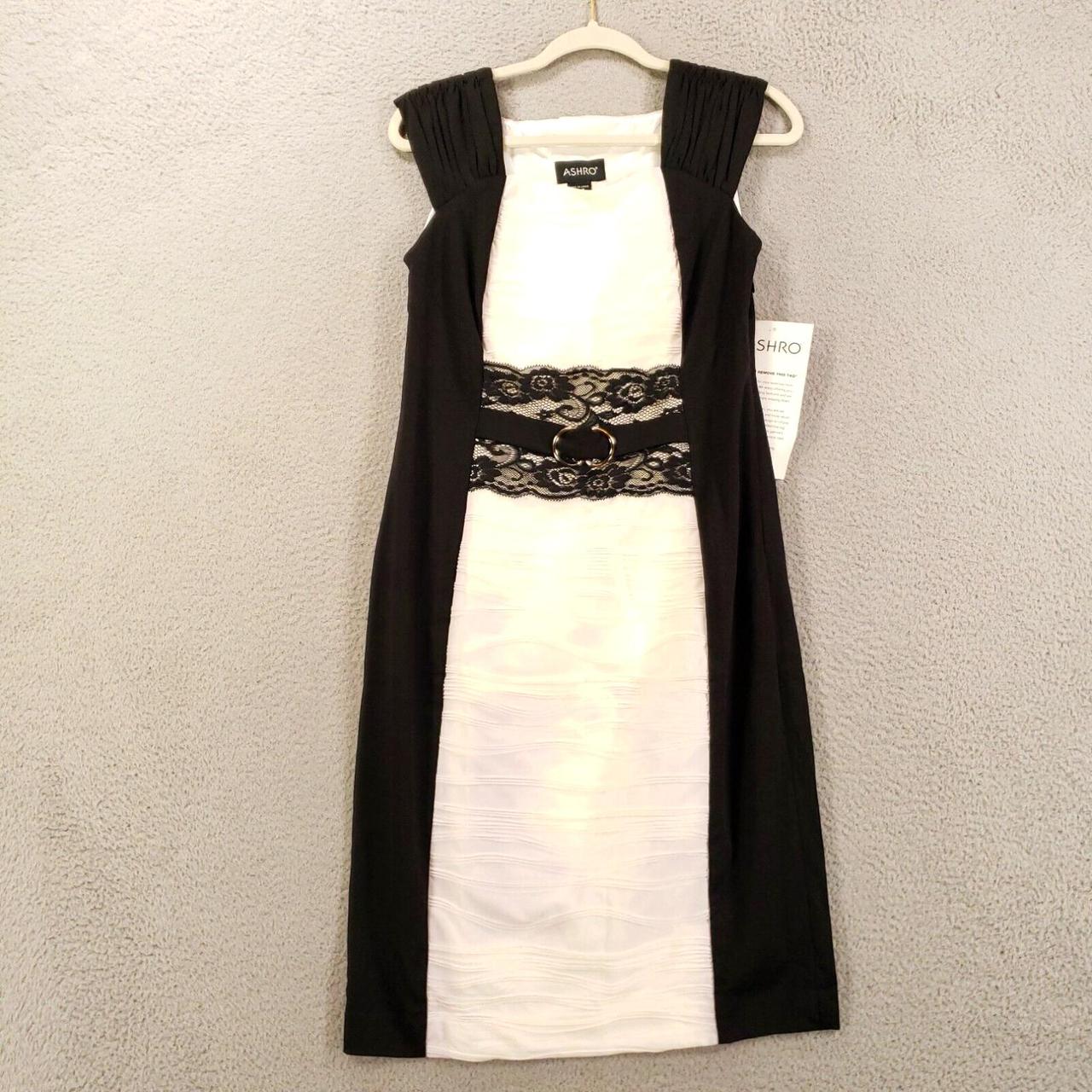 New Ashro Dress Womens 8 White Black Lace Evening. Depop