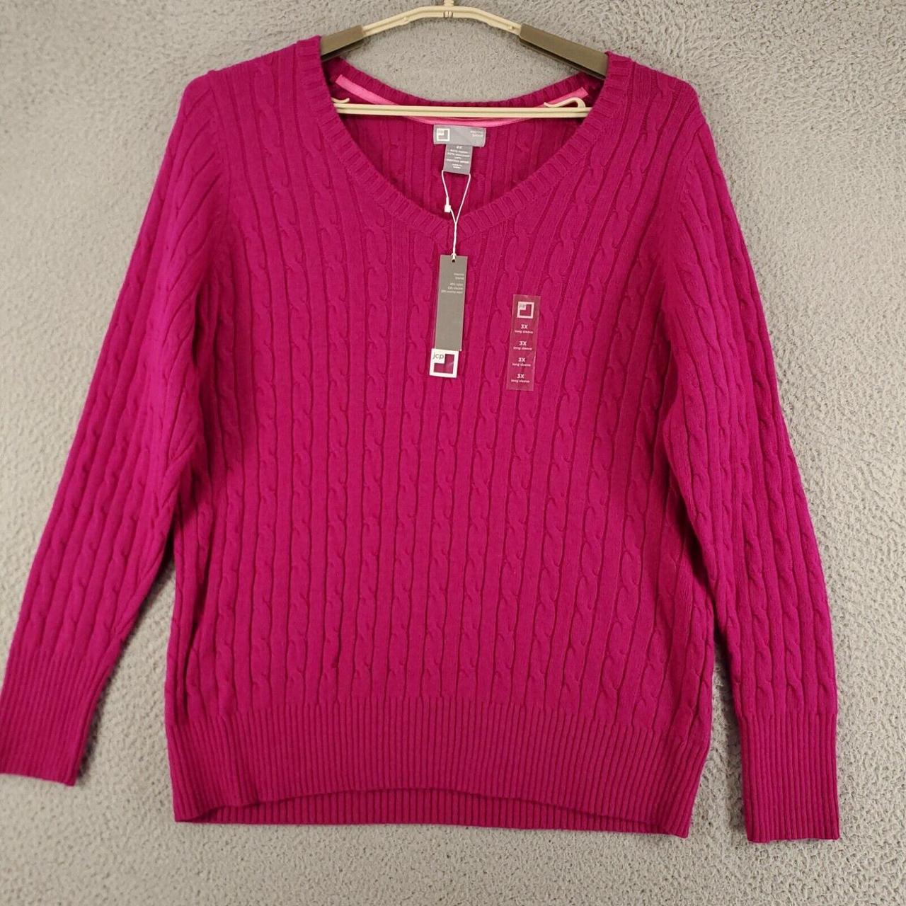 New JCP Sweater Womens 3X Merino Wool Blend Cable