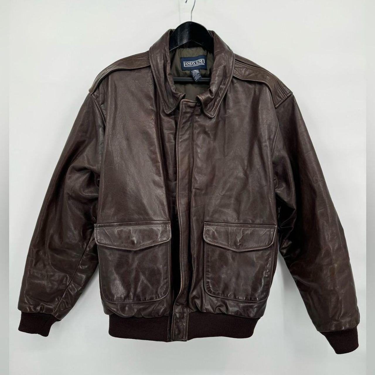 Lands end leather bomber jacket best sale