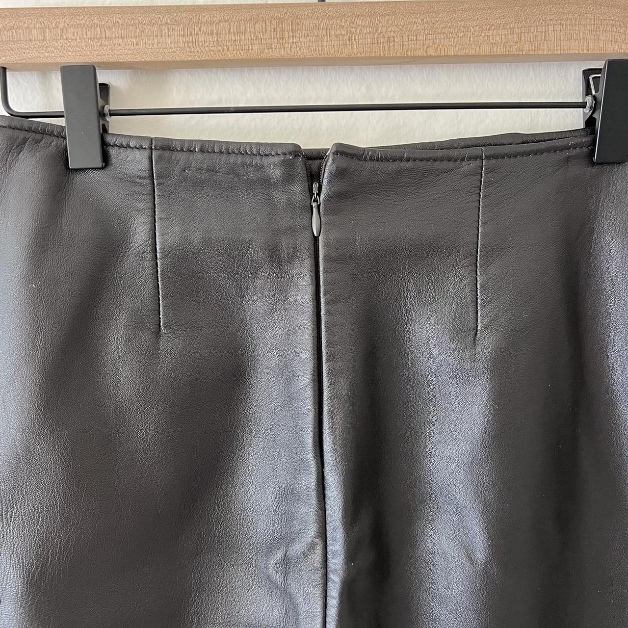Vintage 90s leather mini skirt Zipper in back and... - Depop