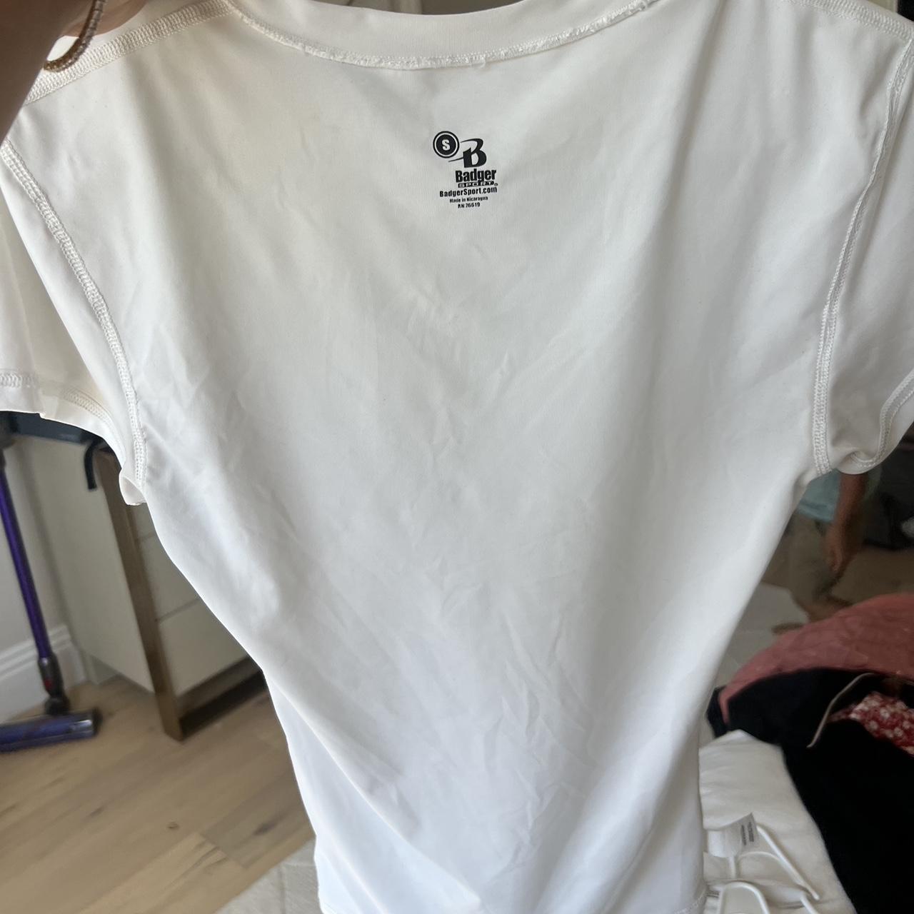 white athletic shirt - Depop