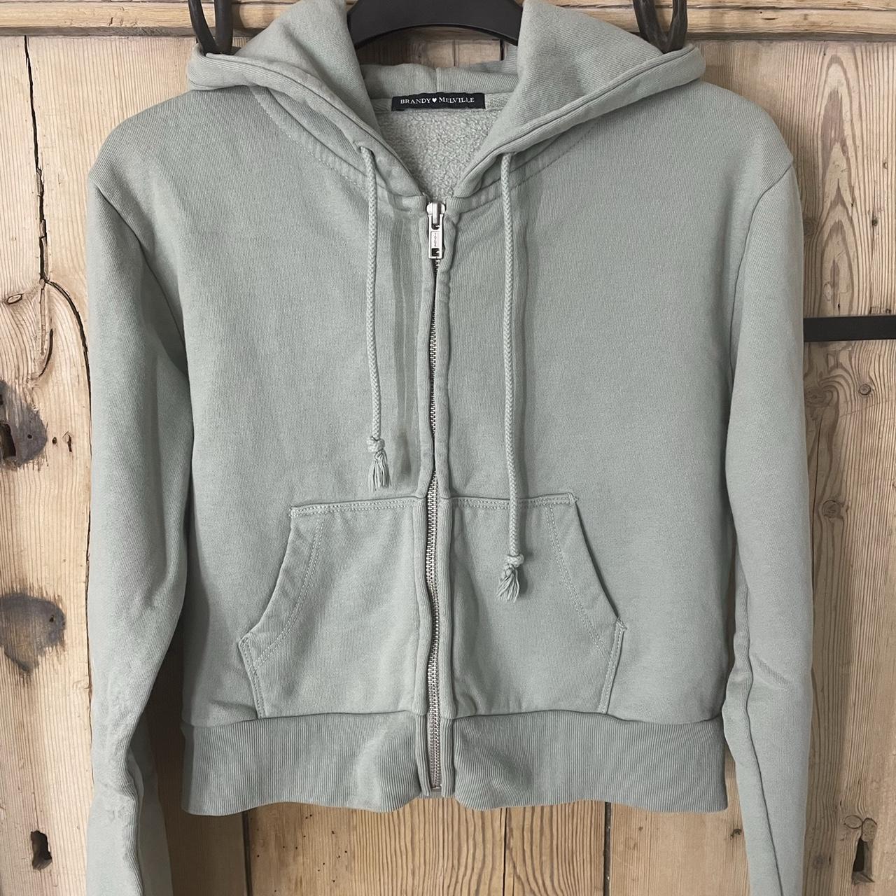 Brandy Melville Women's Green Hoodie Depop