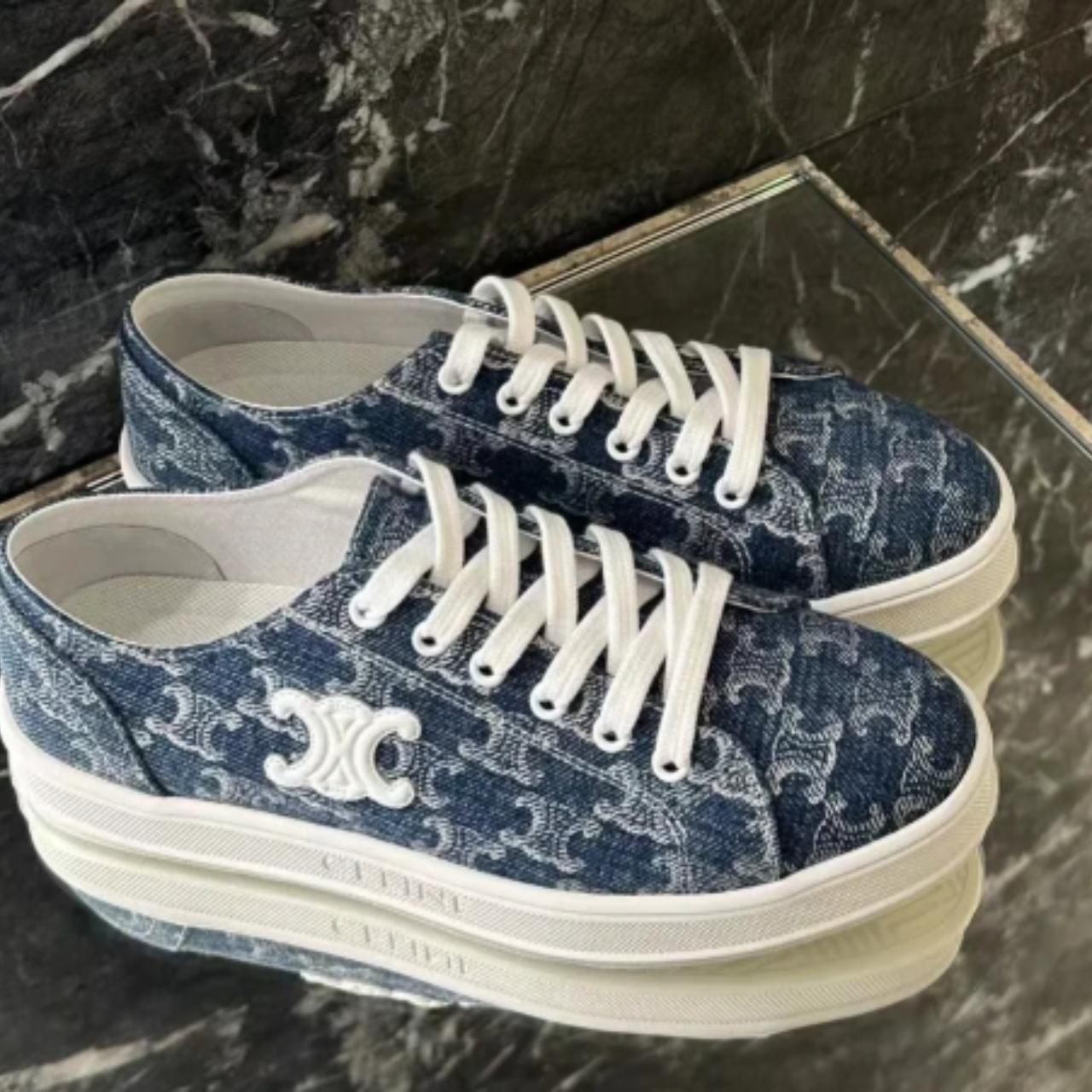 Celine vintage denim shoes, versatile combination, | Depop