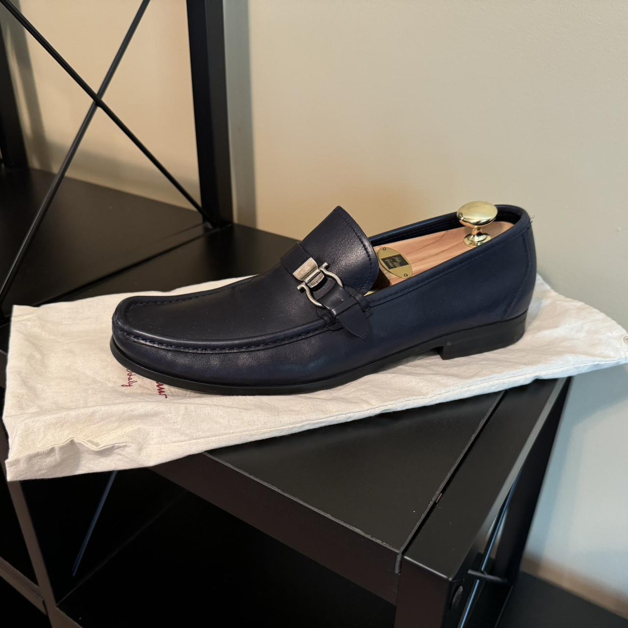 Navy blue ferragamo shoes best sale