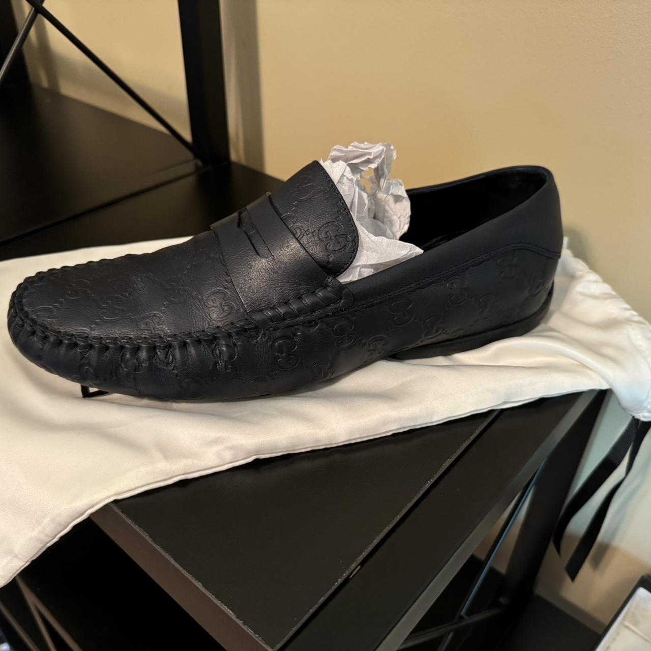 Gucci mens Guccissima laofers navy blue, mens Depop
