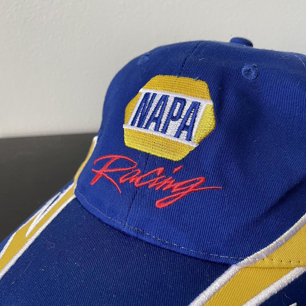 Napa Racing hat with lightning bolt design in blue...