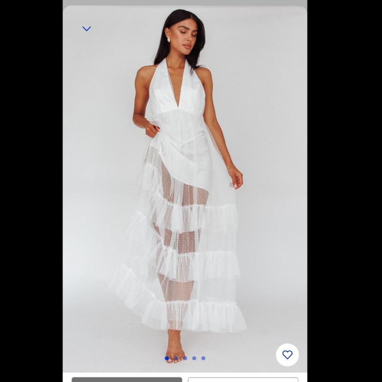 Selfie Leslie White Maxi Ruffle Dress Santiago Cut-Out Ruffle Maxi