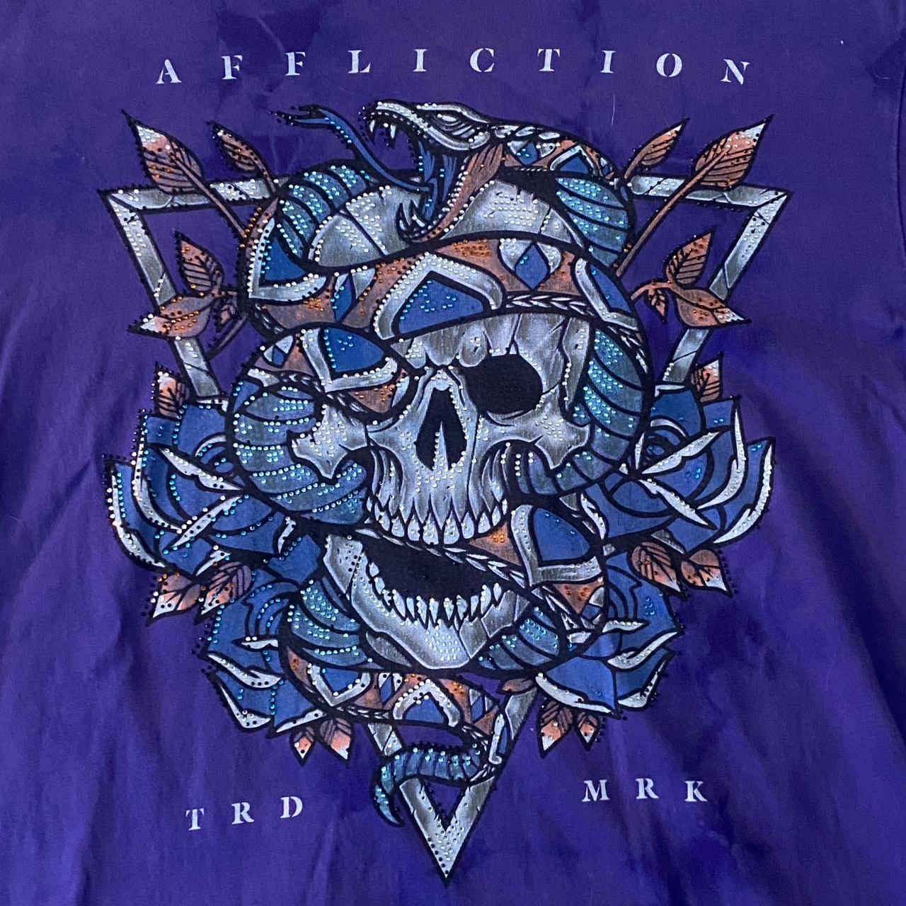 トップス Affliction Embroidery Applique Shirt Men's Affliction Black Label purple t shirt size M, | Depop