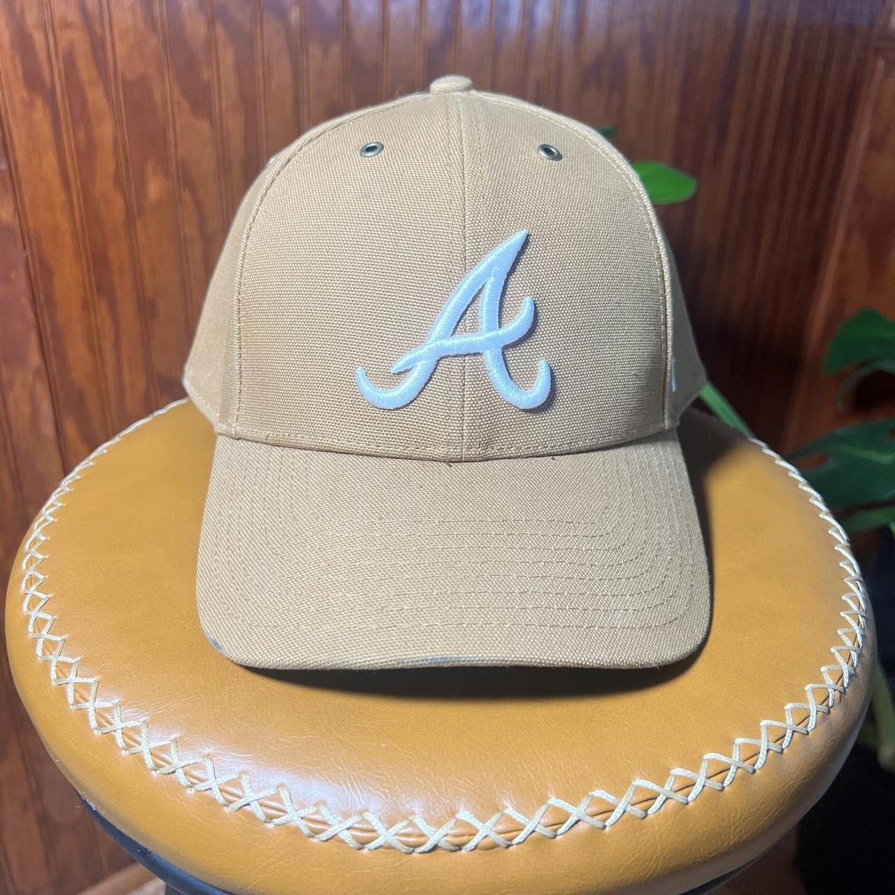 Atlanta Braves tan Carhartt hat has some dark spots