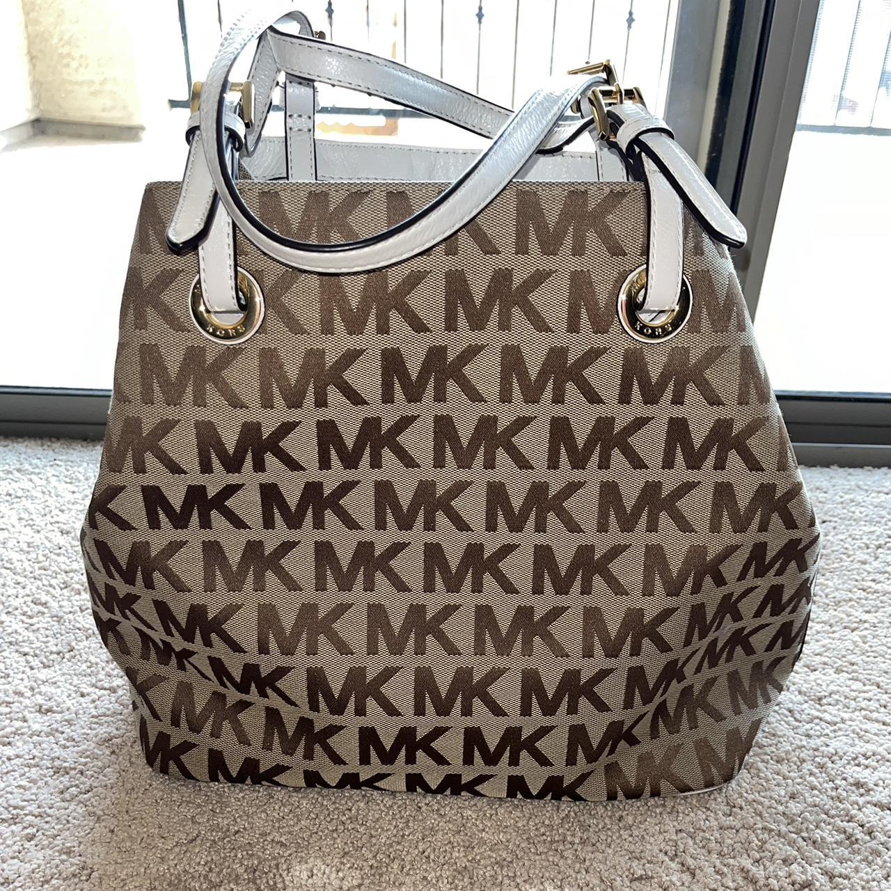 Michael Kors Brown Tan Logo Handbag Lightly used. Depop