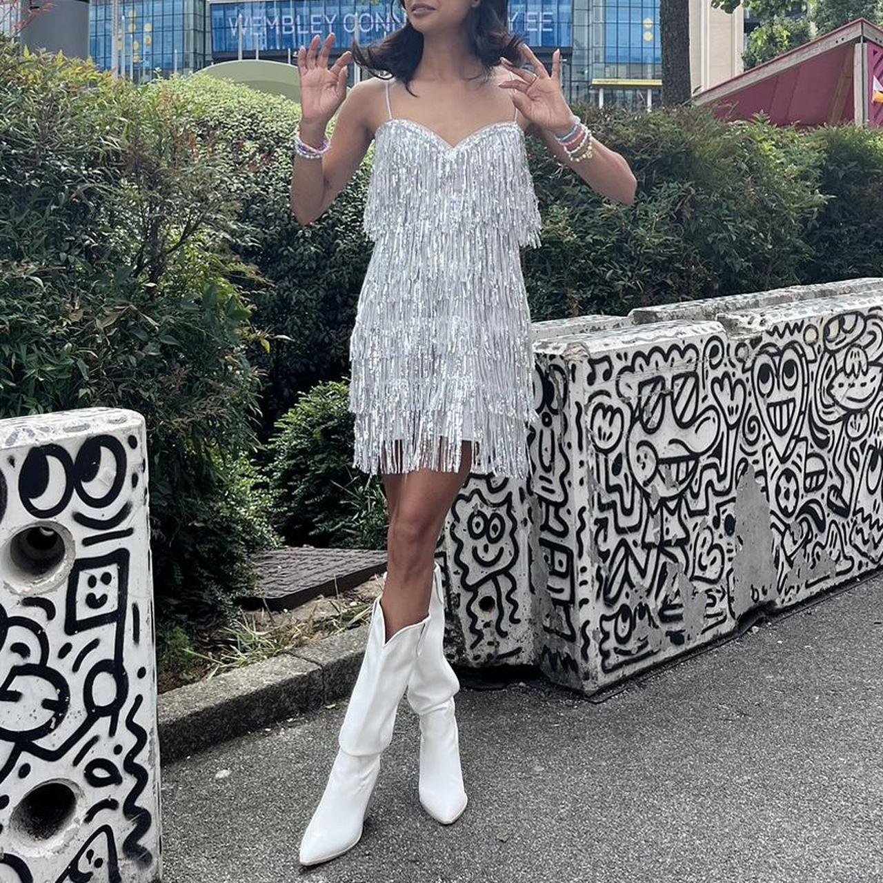 Majorelle Samara mini sequin fringe dress,