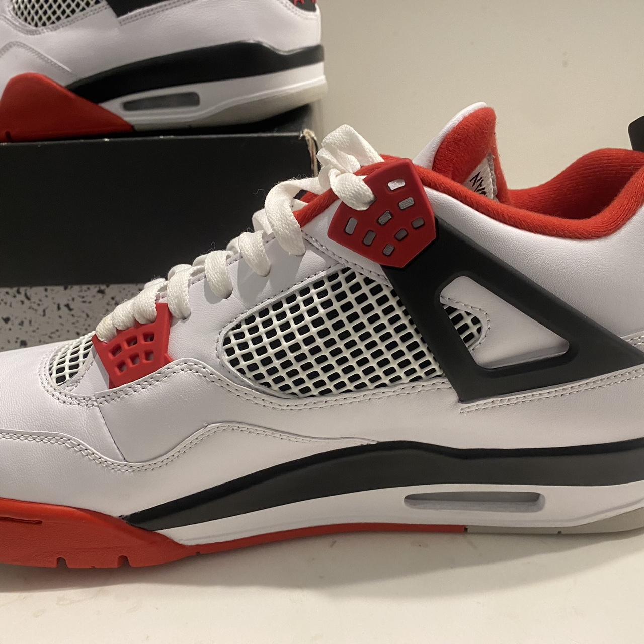 Air Jordan 4 Retro Size 14 mens White/Fire red tech | Depop