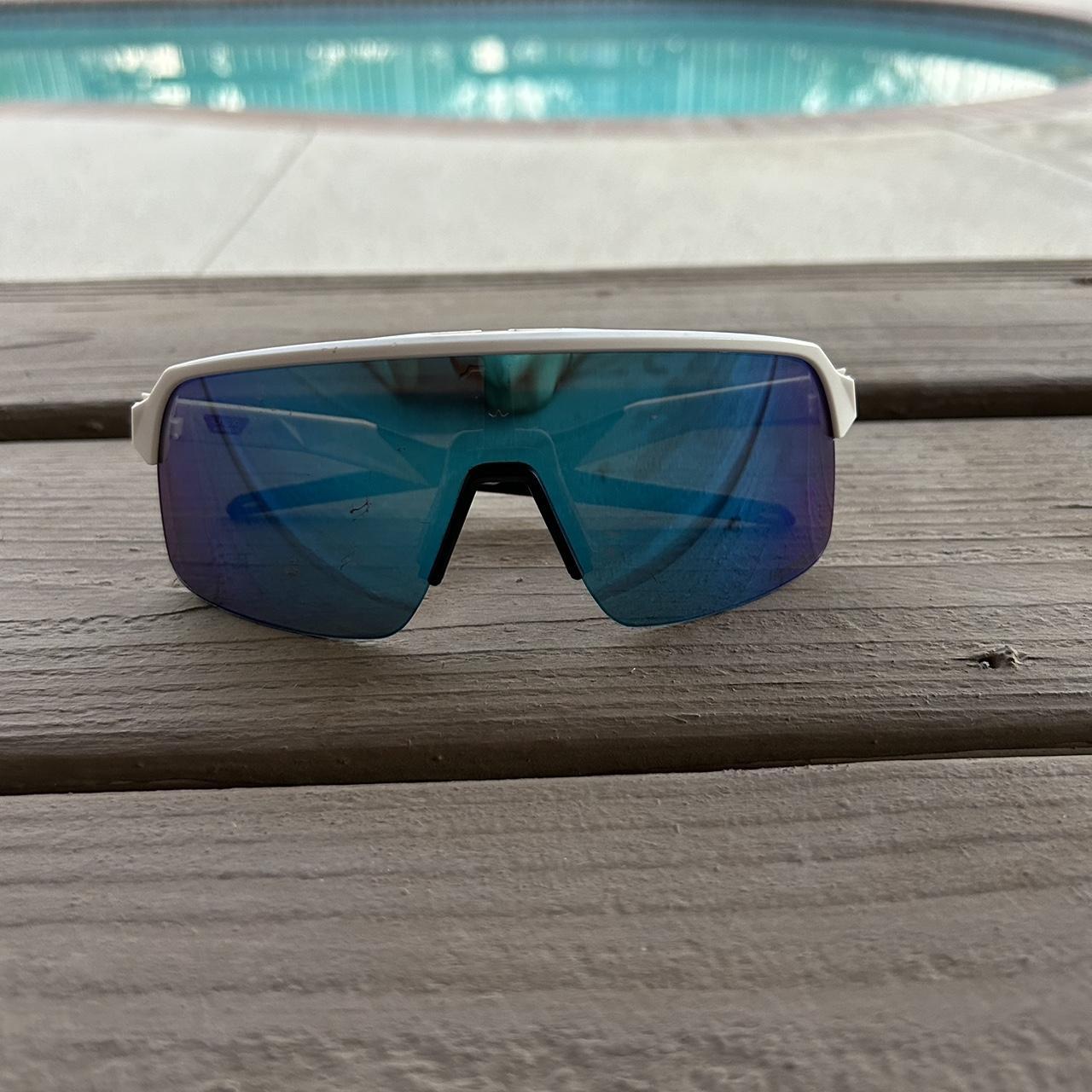 Oakley white and blue sunglasses baseball glasses Depop