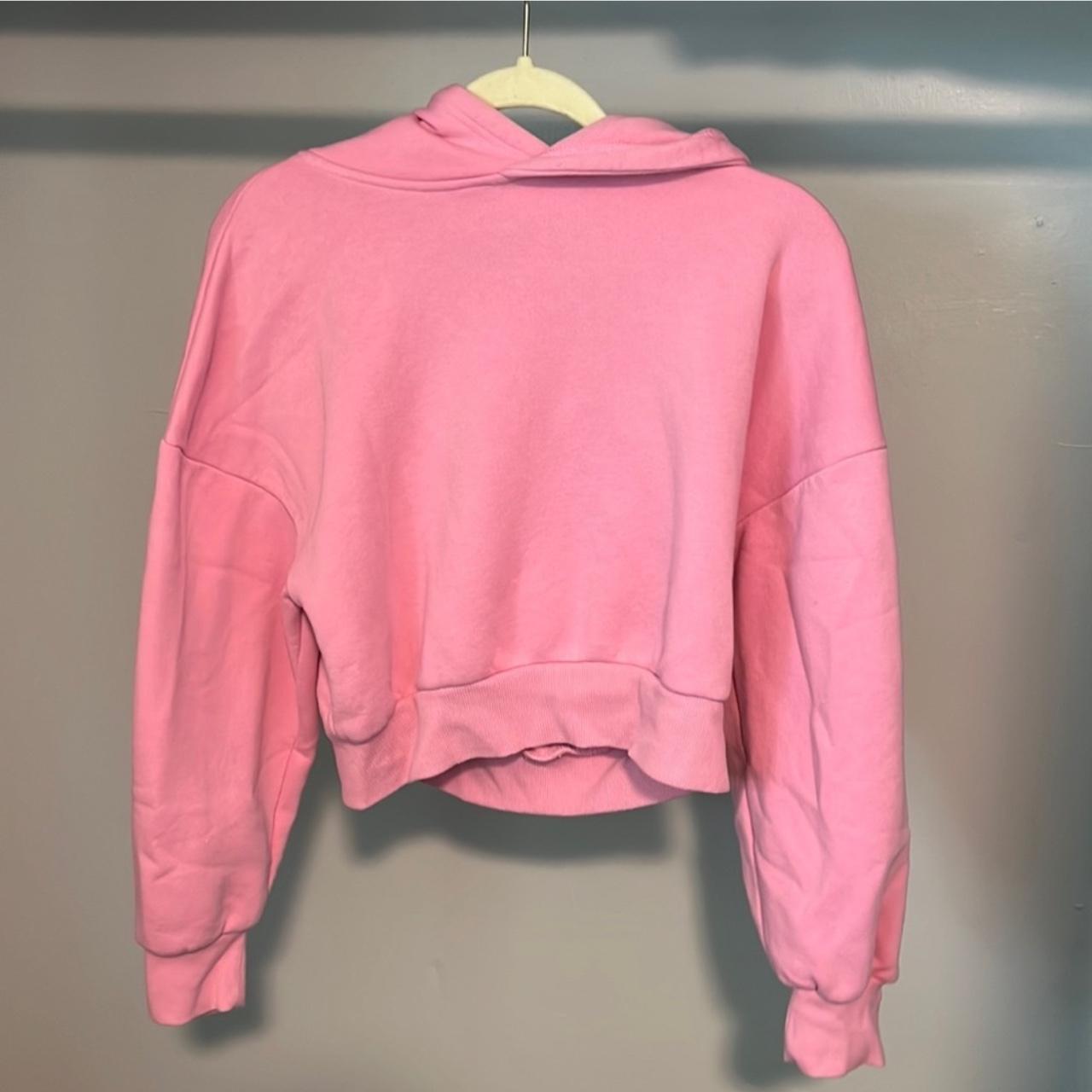 Pink Cropped Hoodie - Depop