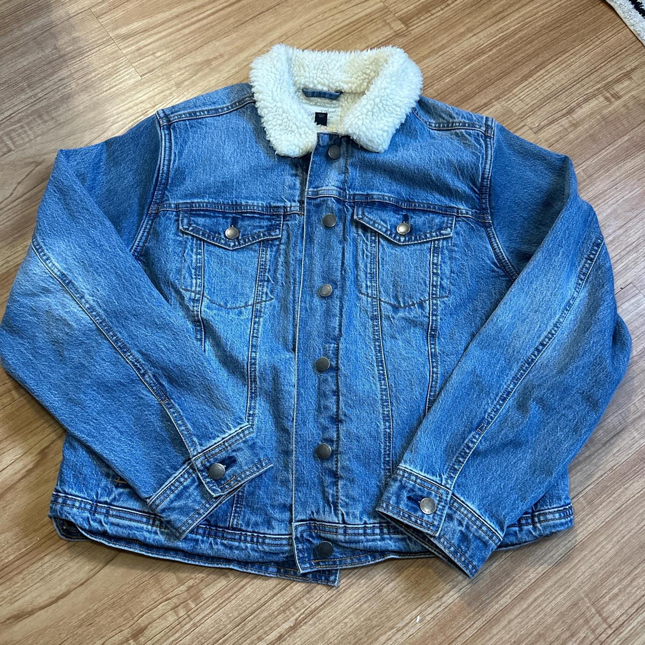 Denim fur-jacket-y2k - Depop