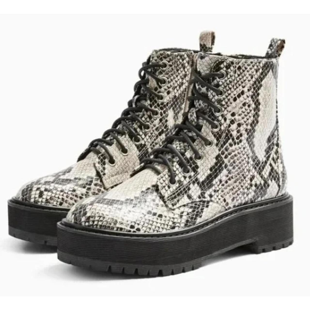 TOPSHOP Olso Snake Print Leather Lace Up Depop