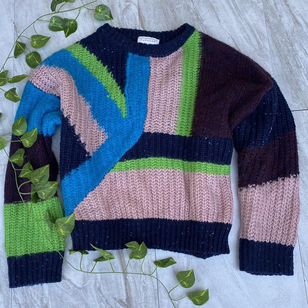 Topshop Knitted Color Block Cropped Sweater Long. Depop