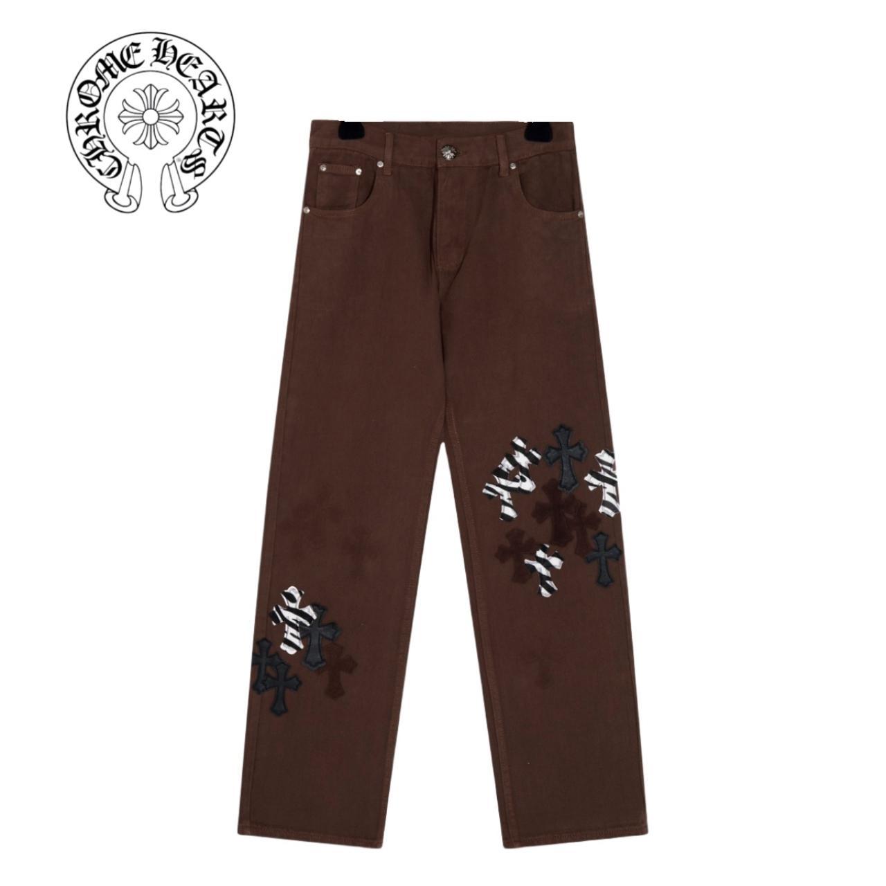 Brown Chrome Hearts newest Inspired Jeans