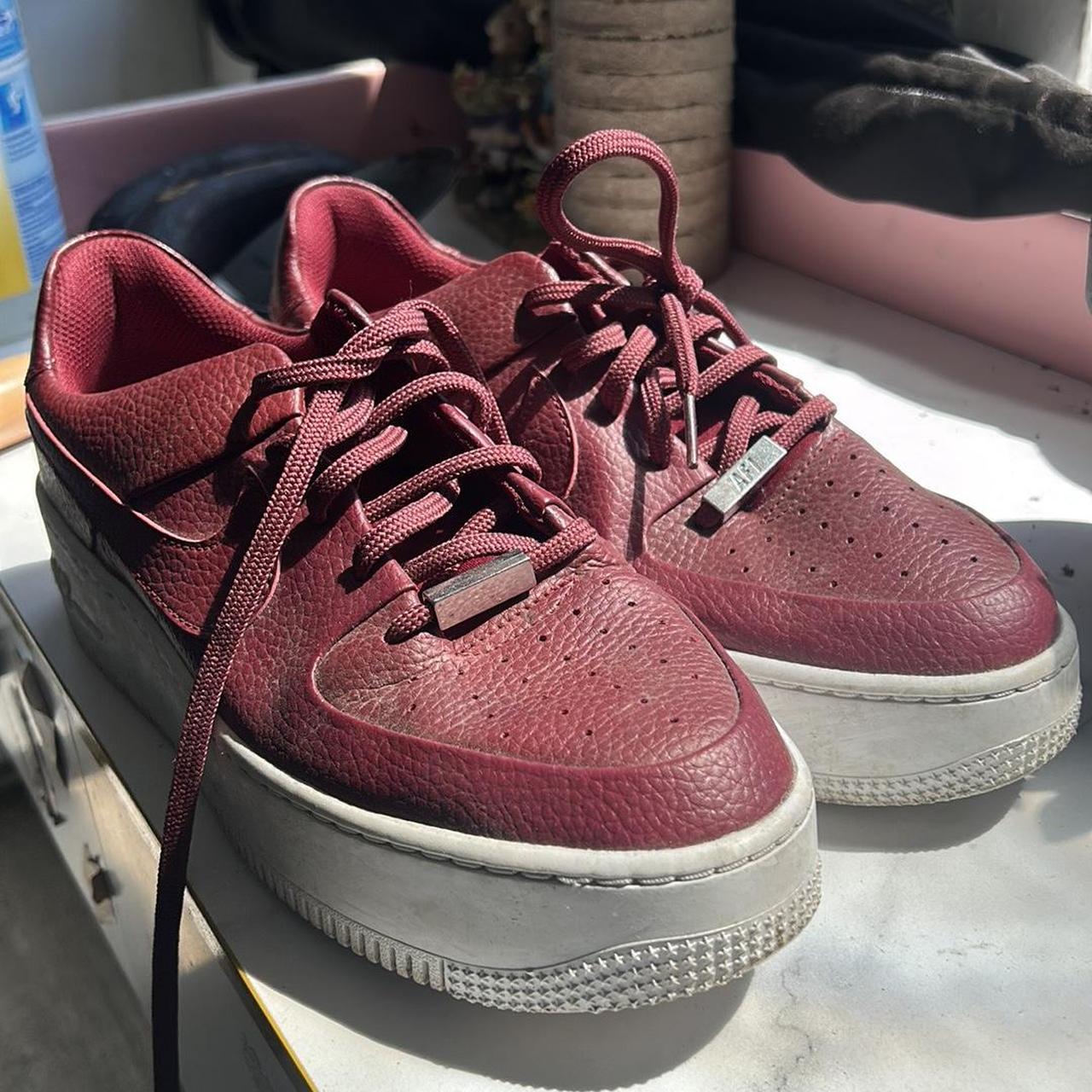 Women s Nike Air Force ones burgundy size 10 Depop