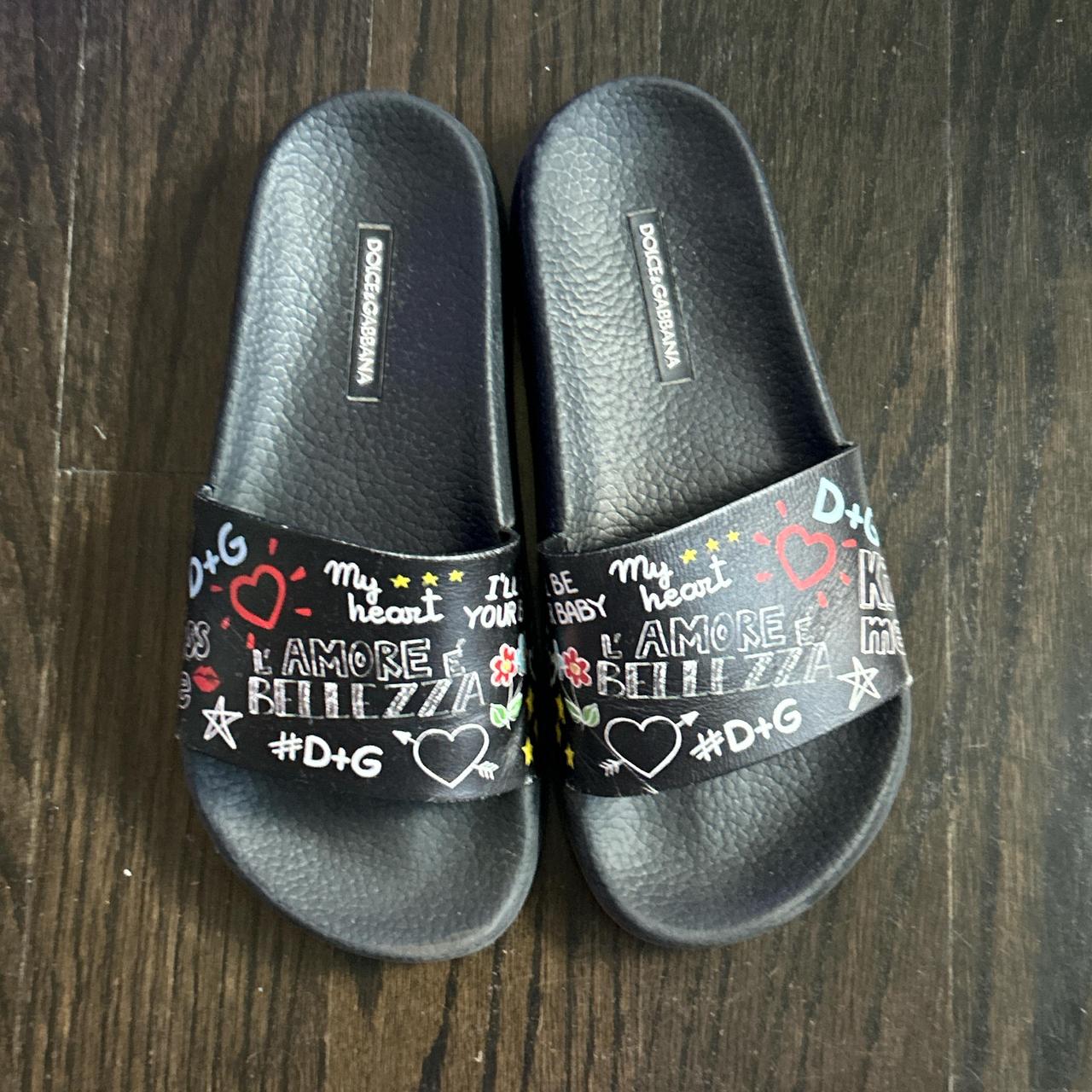 Black Dolce and Gabana Slides Size 36 Depop