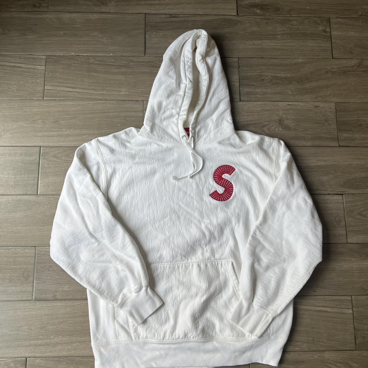 SUPREME WHITE S STITCH BOX LOGO HOODIE SIZE