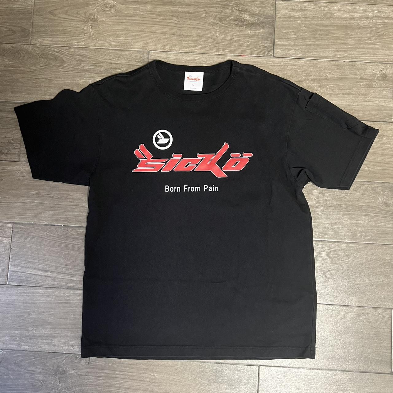 SICKO BORN FROM PAIN BLACK/RED LOGO T EXCELLENT | Depop SICKO BORN FROM PAIN BLACK/RED LOGO T EXCELLENT | Depop