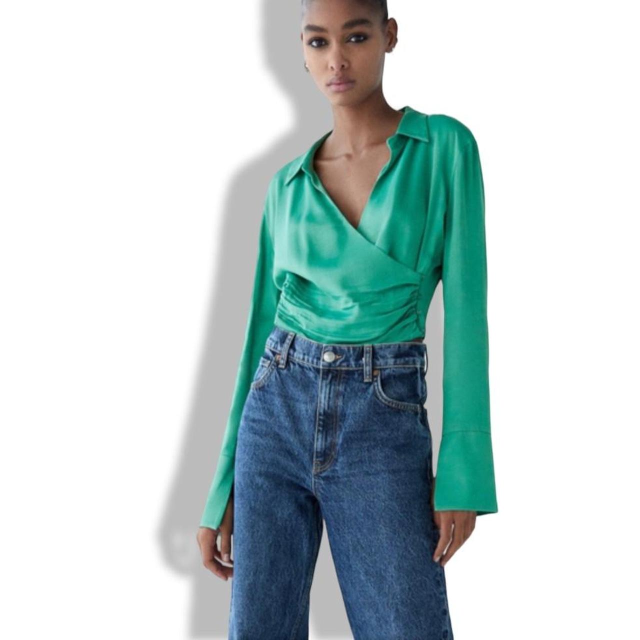 カットソー(長袖/七分) CITYSHOP V NECK SATIN BLOUSE Wvapzxx Women's Square Neck Silk Satin Short Sleeve Shirt
