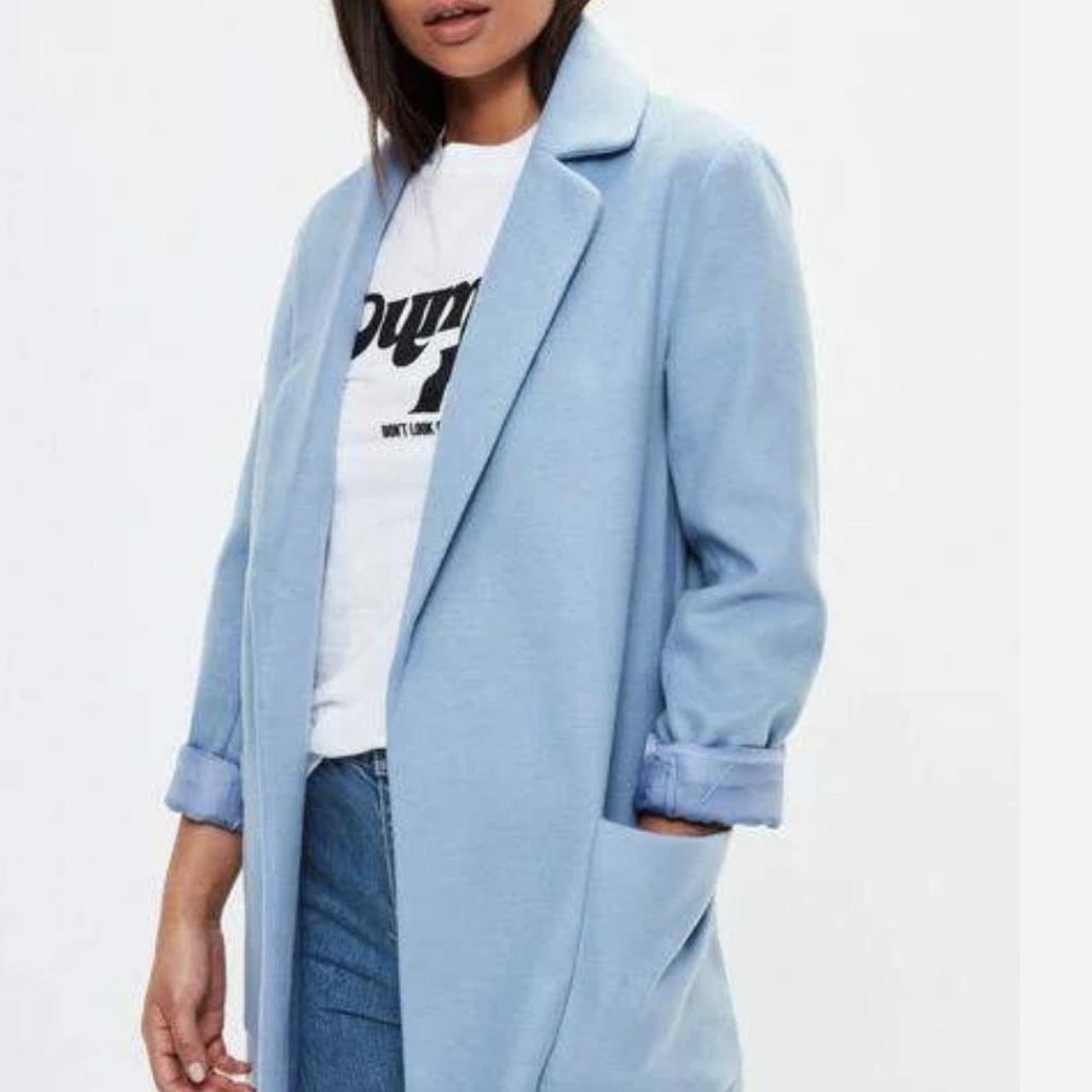 Missguided baby blue coat size 6 but fits size 8 too