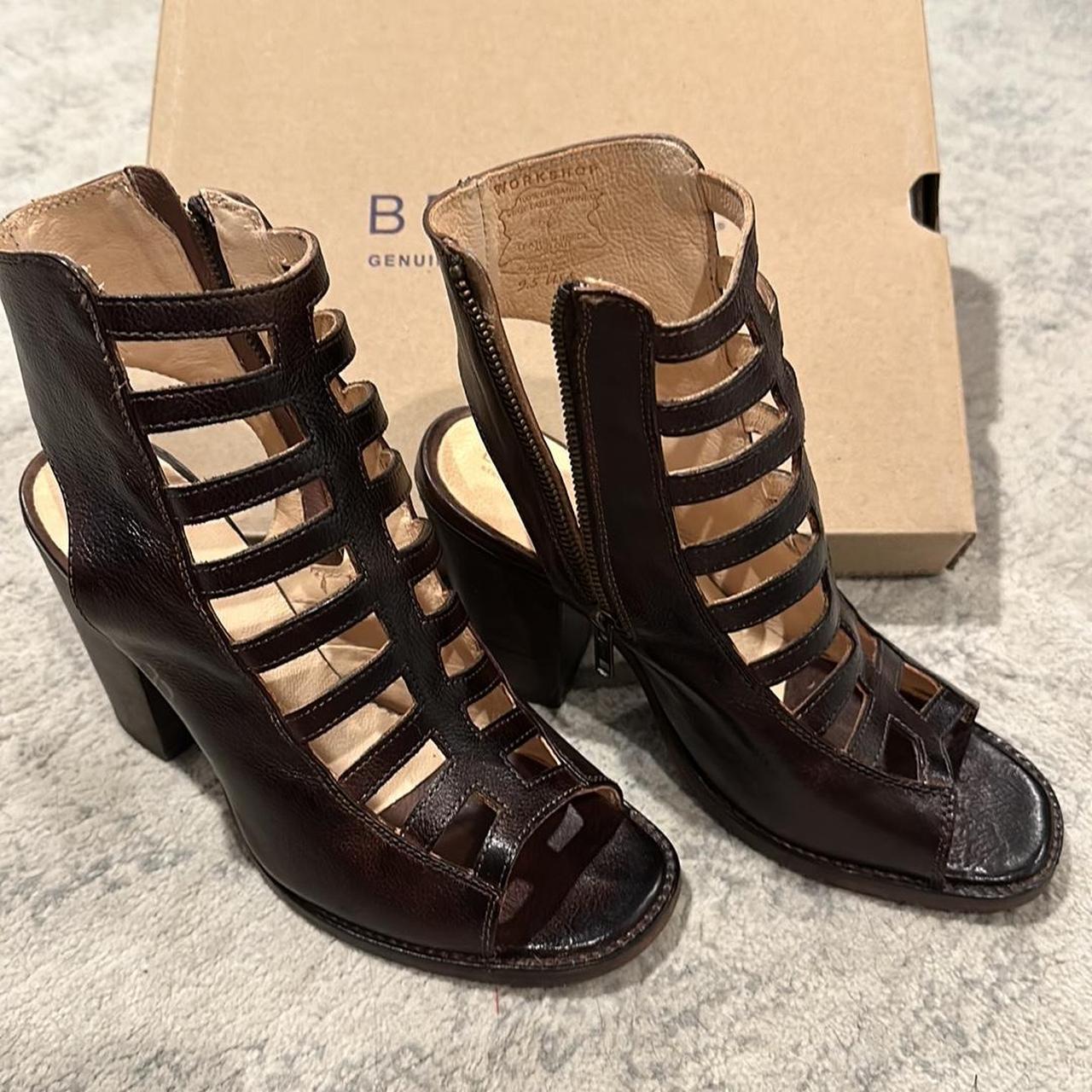 BedStu brown leather Occam block heel sandals. Depop