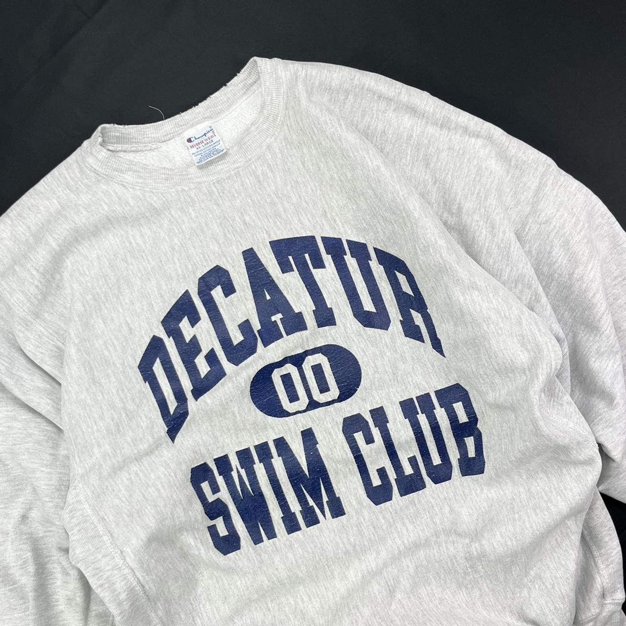 90s DECATUR SWIM TEAM SCRIPT GRAPHIC CHAMPION... Depop