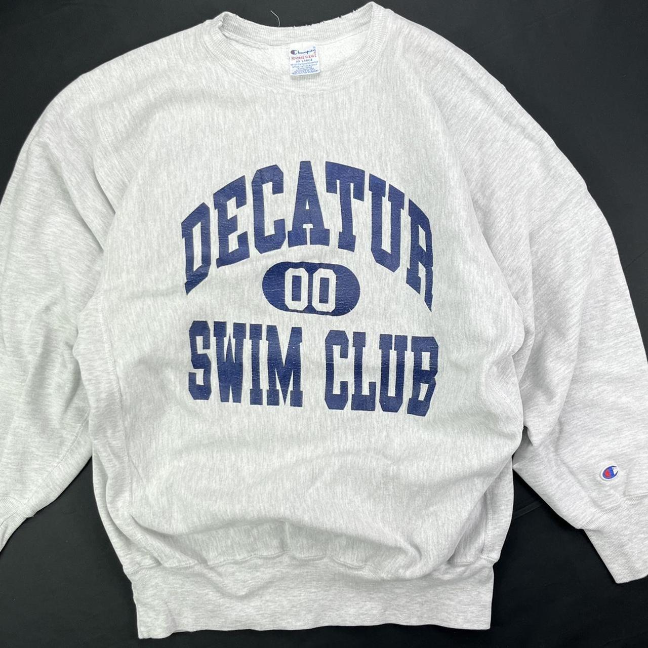 90s DECATUR SWIM TEAM SCRIPT GRAPHIC CHAMPION... Depop