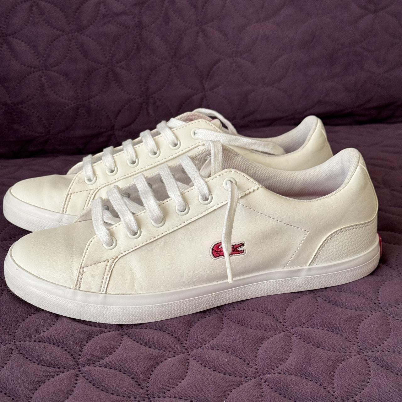 Pink lacoste trainers best sale