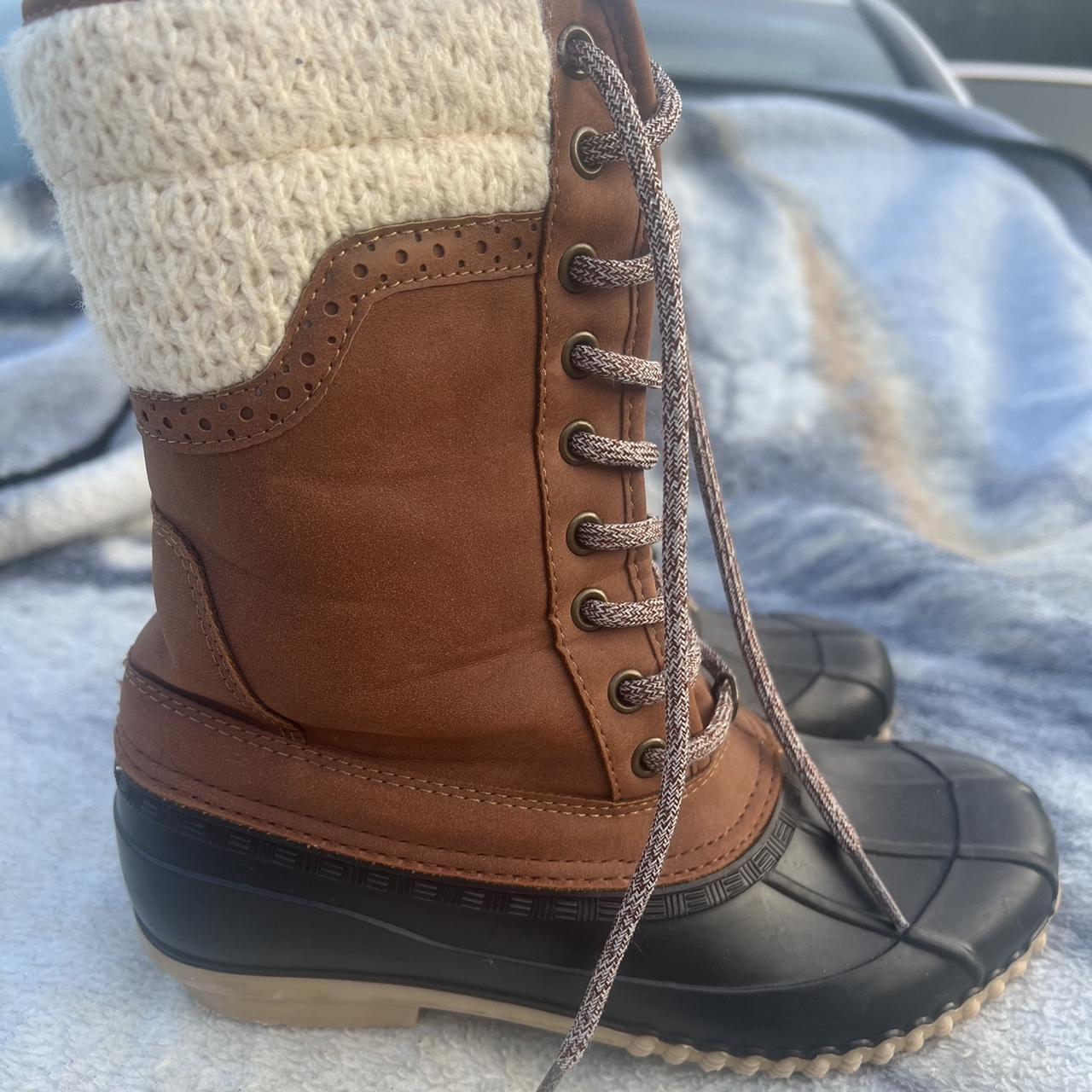 Magellan Outdoors Duck Boots with Sweater Detail Size 6 Depop