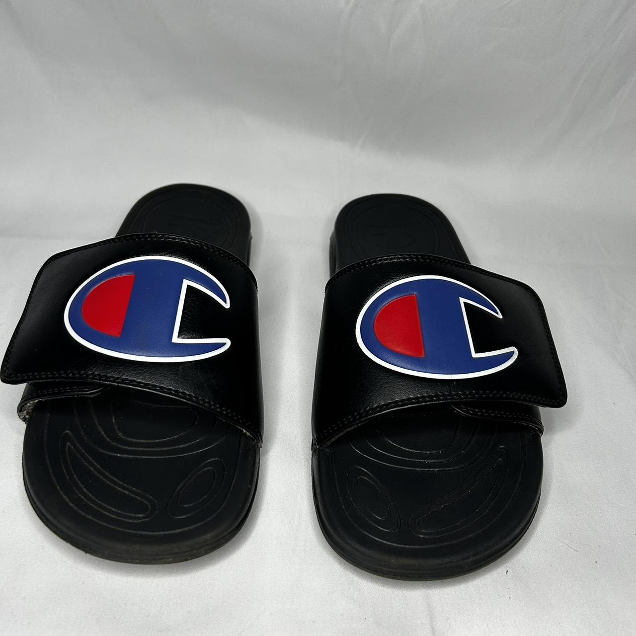 Champion Mega Slide Black Adjustable Womens Slides. Depop