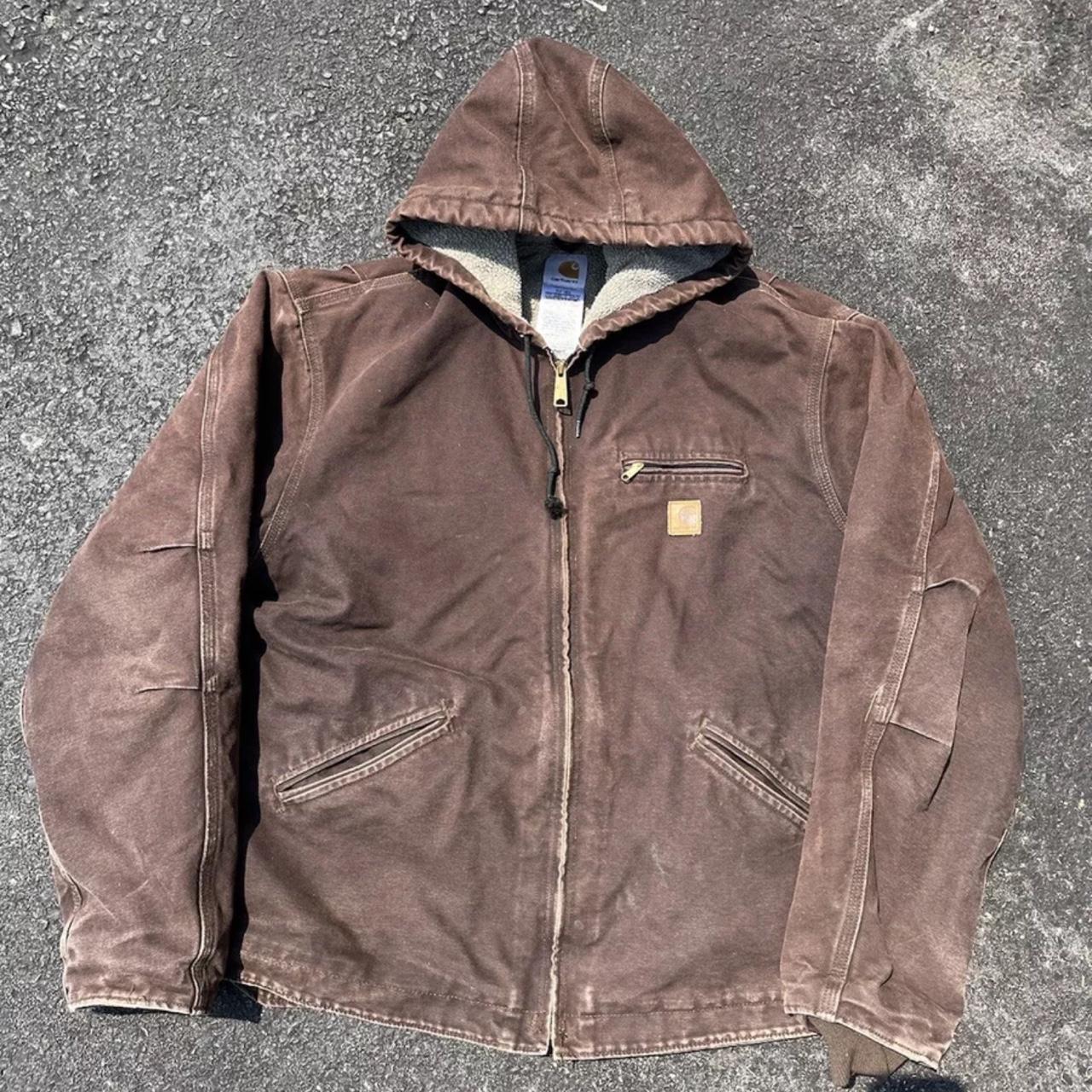 Carhartt J141 DKB Mens Brown Canvas Sherpa Lined...